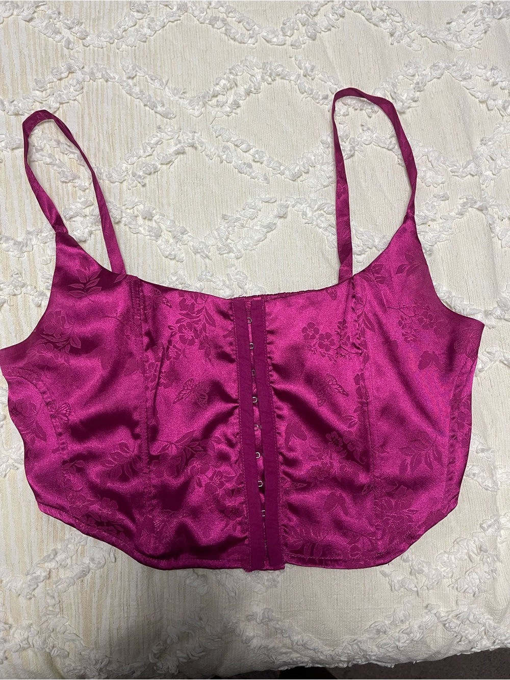 LA Hearts Satin Floral Bustier Crop Top